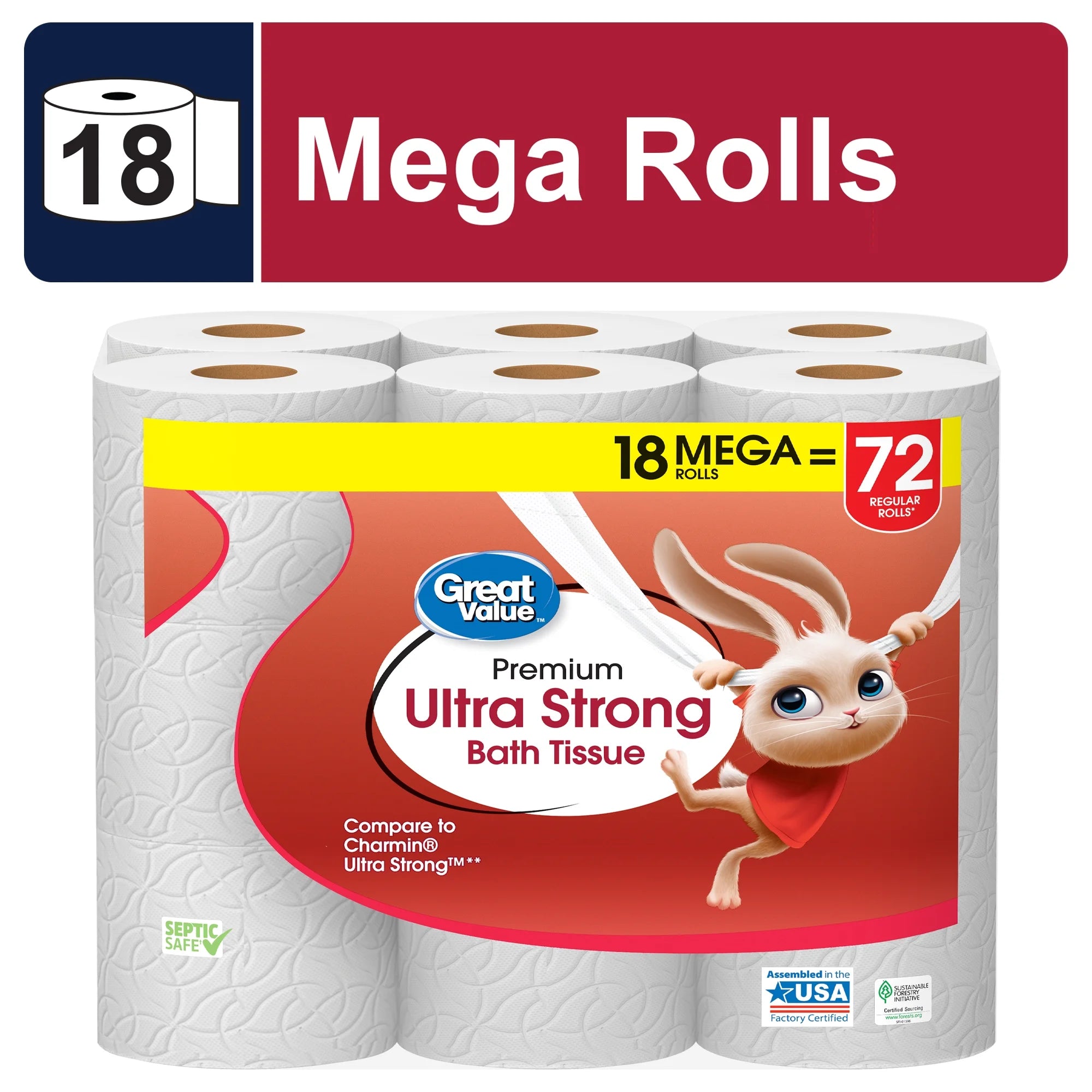 Ultra Strong Toilet Paper, 18 Mega Rolls - CommunityRateLLC