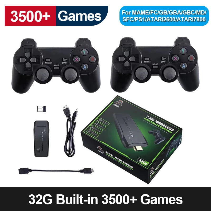 4K HD Retro Video Game Console with 2.4G Dual Wireless Controllers and 10,000 Preloaded Games for PS1/FC/GBA