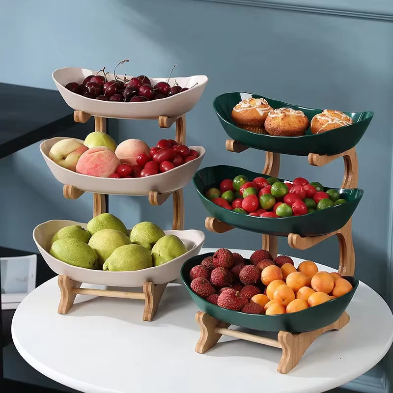 Elegant Wooden Tableware Set: Partitioned Fruit and Candy Trays for Dining and Entertaining