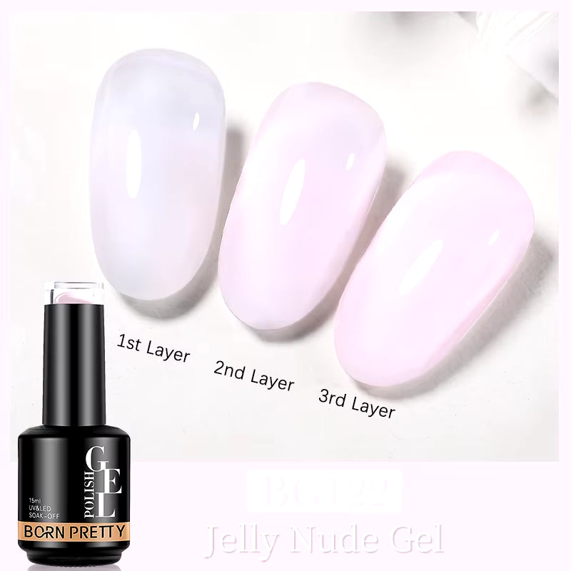 Milky Pink Rubber Base Gel Nail Polish - 15ml Semi-Permanent Glitter Varnish, Soak-Off Self-Leveling UV/LED Gel