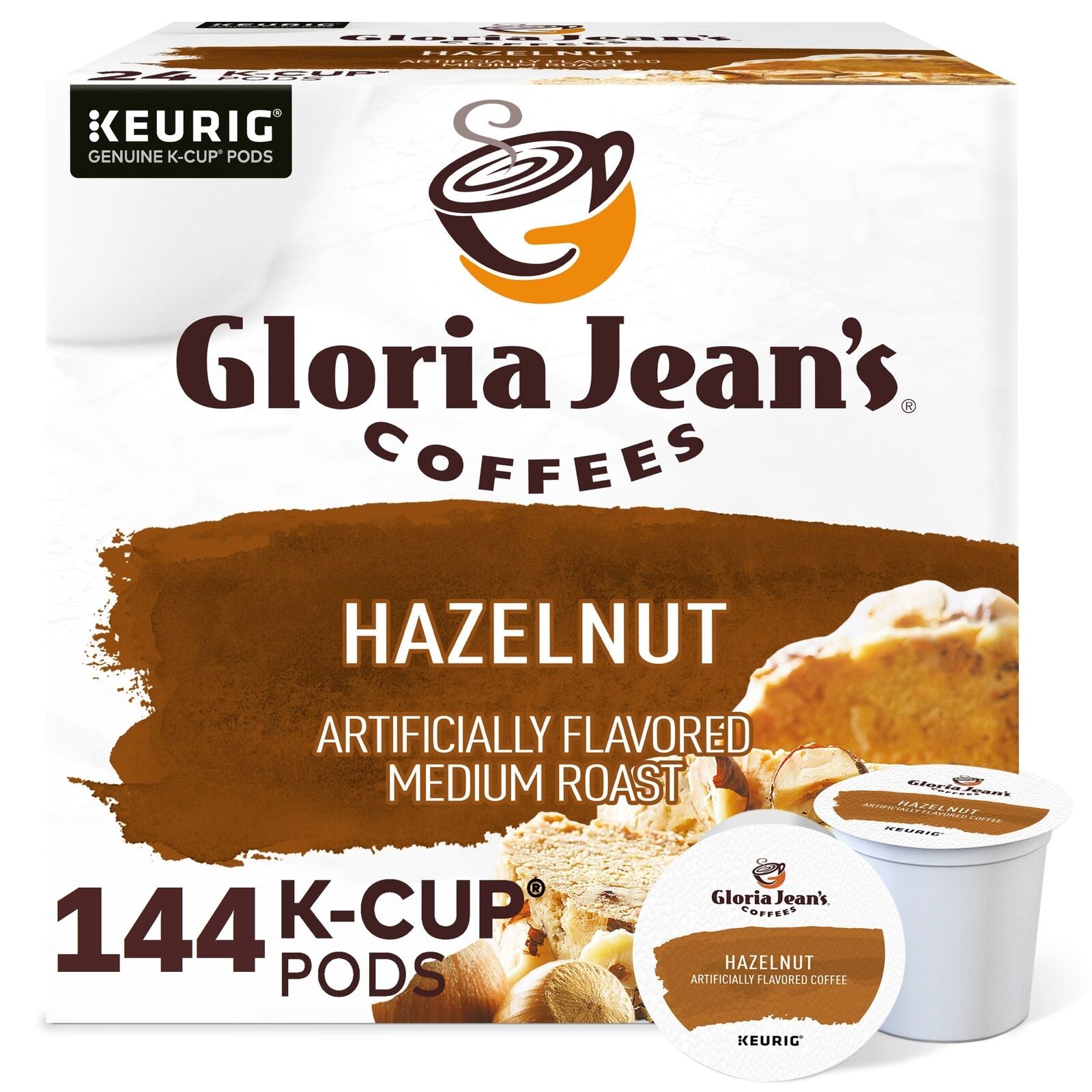 Gloria Jean'S Hazelnut K-Cups, Medium Roast Coffee, 144 Count - CommunityRateLLC