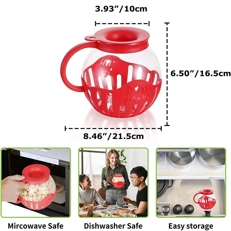 2.25QT Microwave Glass Popcorn Popper with Silicone Lid - Perfect for Quick and Easy Popcorn!
