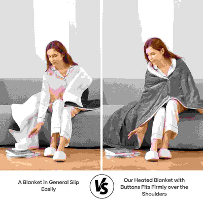 Cozy Up with Our 50" x 60" Electric Throw Blanket - 6 Heating Settings, Auto Shut-Off, Machine Washable Flannel & Sherpa in Gray and White