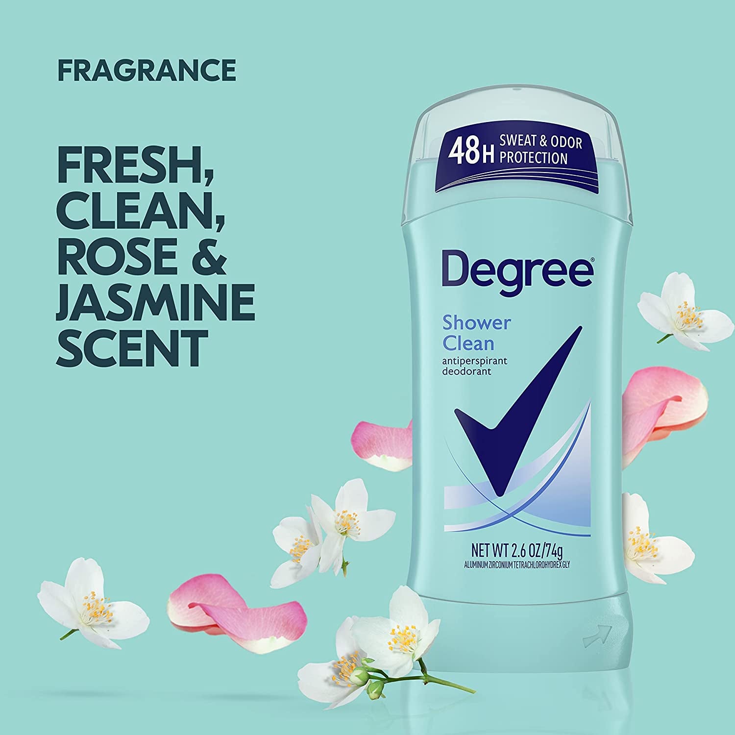 Degree Original Antiperspirant Deodorant for Women - Shower Clean, 48-Hour Sweat and Odor Protection, 2.6 Oz