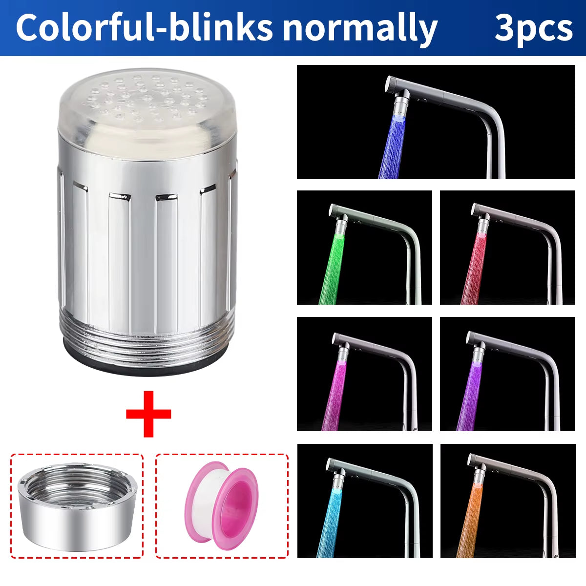 Color-Changing LED Temperature-Sensitive Faucet Aerator - Water-Saving Kitchen & Bathroom Tap Nozzle