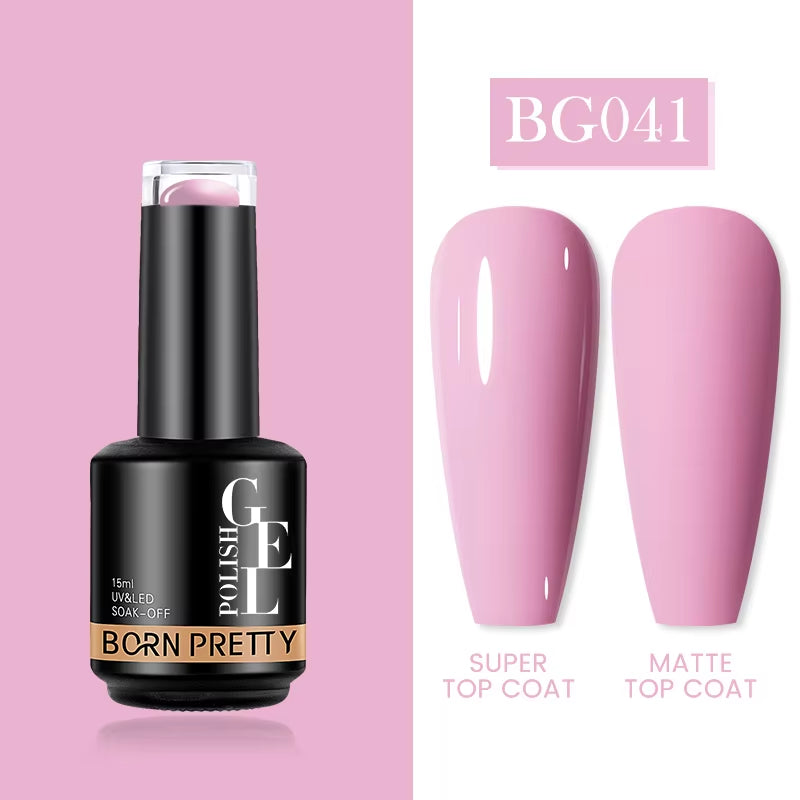 Milky Pink Rubber Base Gel Nail Polish - 15ml Semi-Permanent Glitter Varnish, Soak-Off Self-Leveling UV/LED Gel