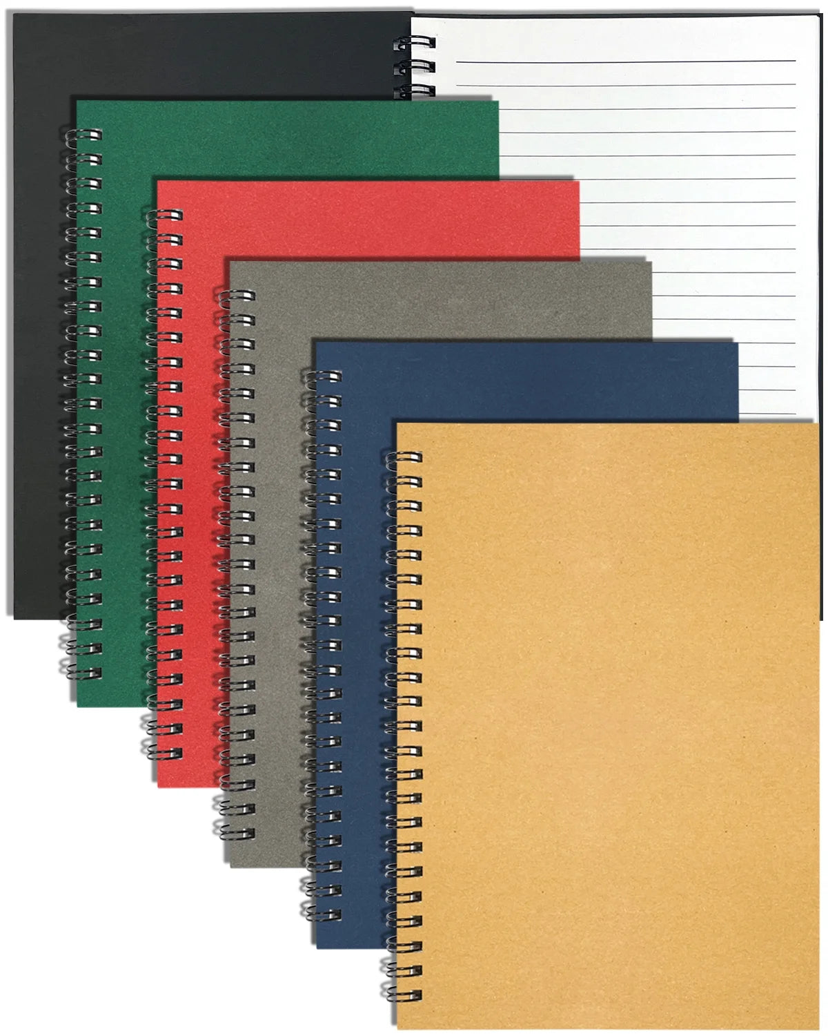 6-Pack Spiral Notebook, 8.25x5.5 Inches, 120 Lined Pages, College Ruled, Kraft Colored Cover, Wirebound Journal for Work, Office, and School - CommunityRateLLC