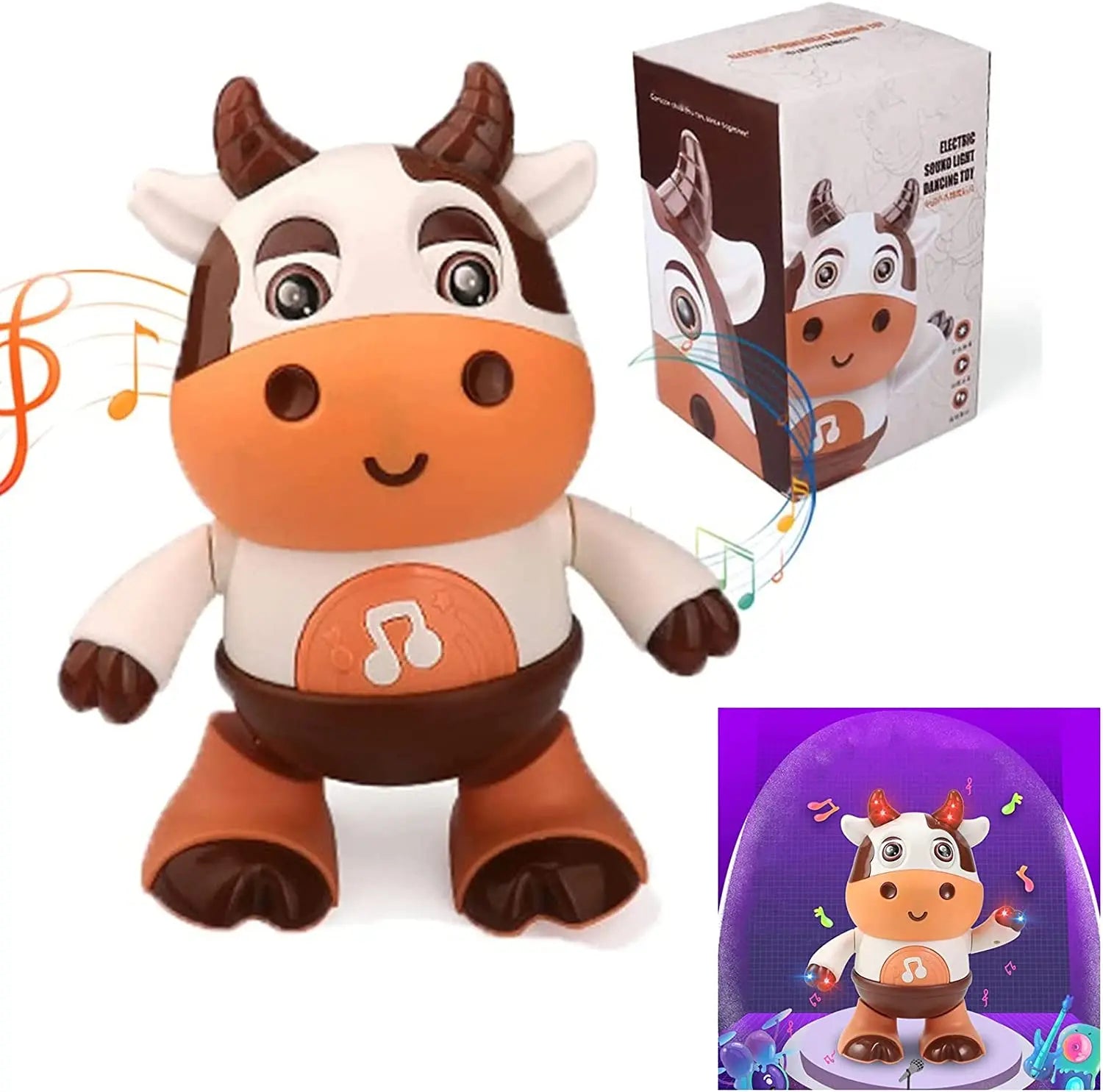 Baby Cow Musical Toys, Baby Preschool Educational Learning Toy with Led Lights & Music(Battery Not Included)
