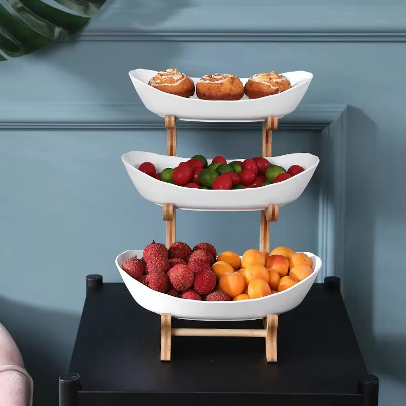 Elegant Wooden Tableware Set: Partitioned Fruit and Candy Trays for Dining and Entertaining