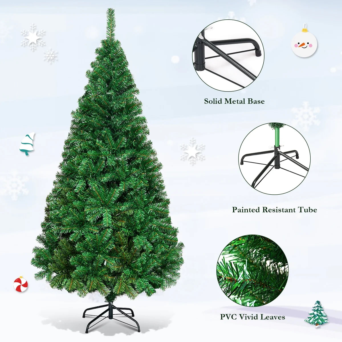 5-Foot Artificial PVC Christmas Tree for Indoor and Outdoor Use - Green