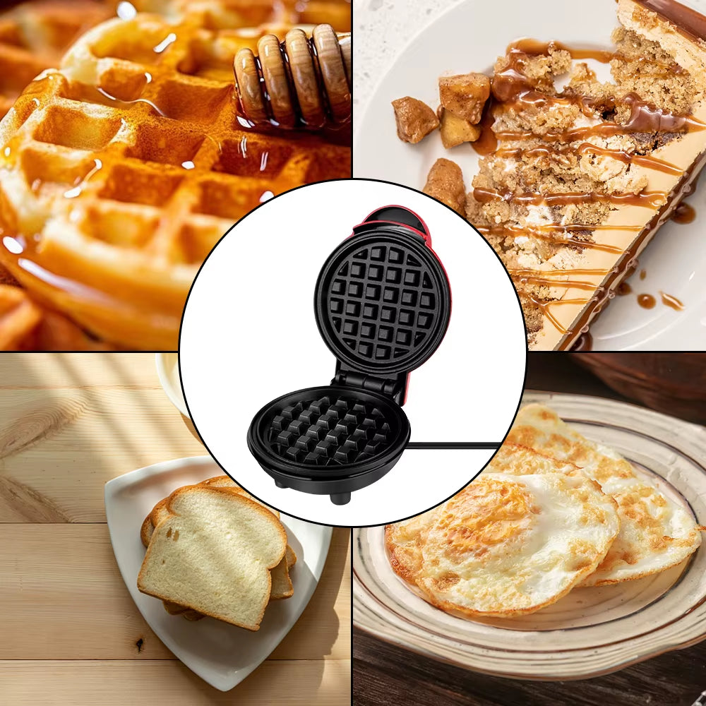 Mini Electric Waffle Maker and Egg Cake Oven with Non-Stick Molds