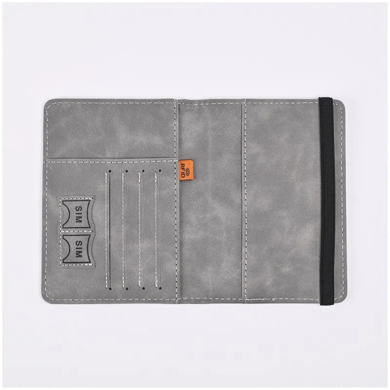 Men's PU Leather Travel Wallet for Passport and Business Cards - Stylish Handheld Accessory