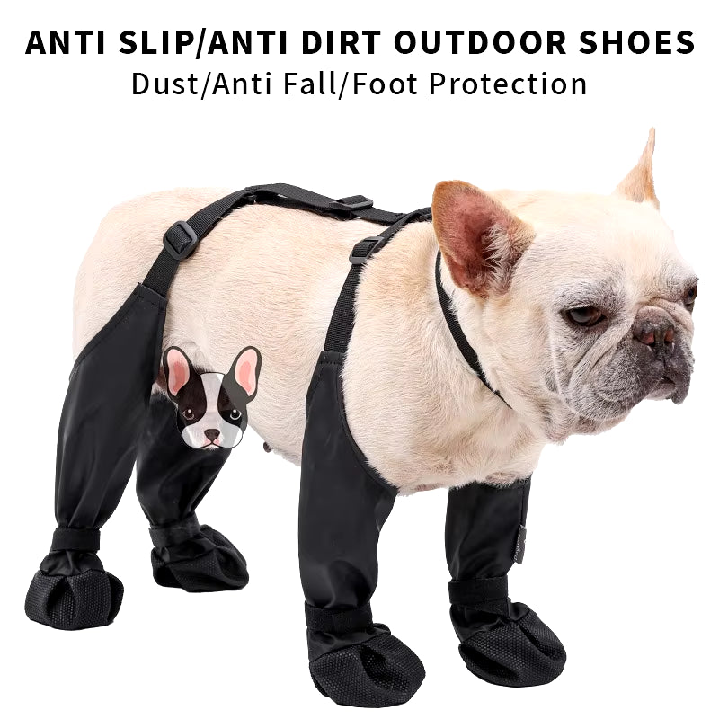 Waterproof Adjustable Non-Slip Dog Boots - Outdoor Protection for Small to Medium Dogs, Perfect for French Bulldogs!