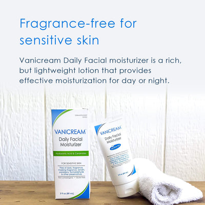 Daily Facial Moisturizer with Ceramides and Hyaluronic Acid - Hypoallergenic Formula for Sensitive Skin, 3 Fl Oz (Single Pack)