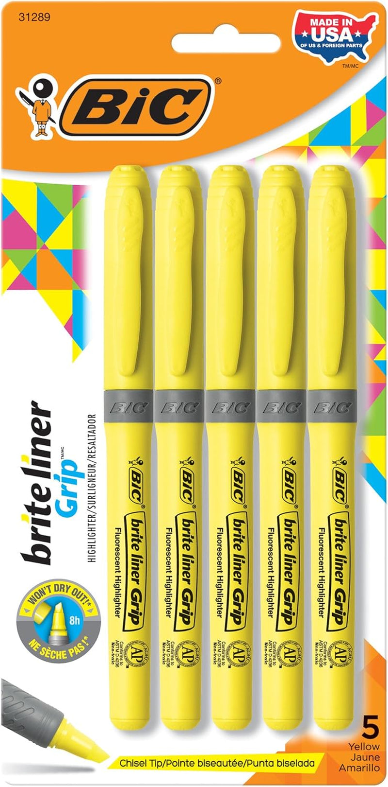 Brite Liner Grip Pastel Highlighter Set, Chisel Tip, 12-Count Pack - CommunityRateLLC