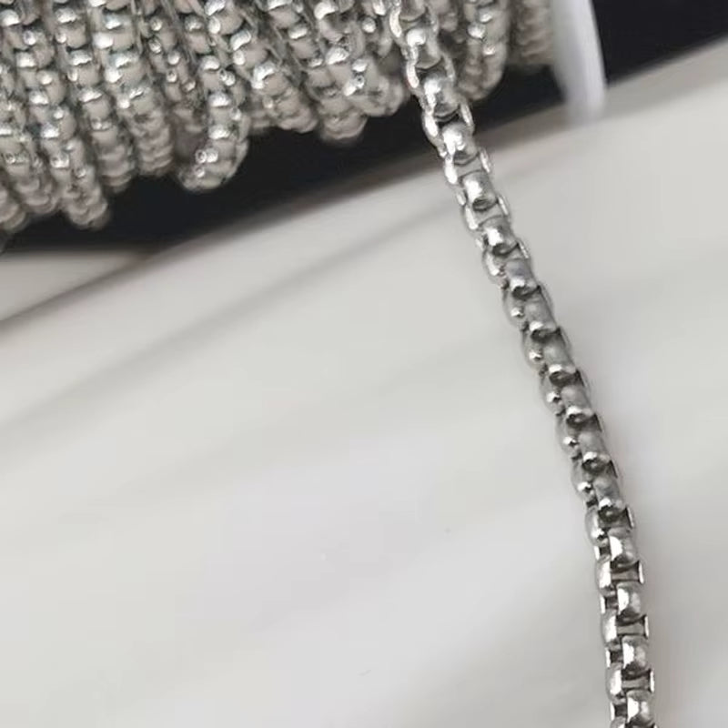 2-Meter No Fade Stainless Steel Chains for Jewelry Making - Gold Beaded Necklace and Bracelet Accessories