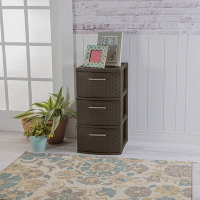 3-Drawer Weave Tower, Espresso - CommunityRateLLC