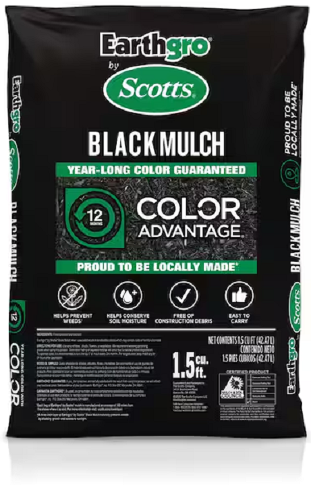 Lot of 6 bags Scotts Earthgro mulch, 9 cubic feet total, natural wood shredded mulch for moisture retention and weed prevention