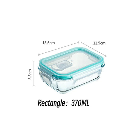 Borosilicate glass lunch box with sealed airtight lid, microwave safe bento box for fresh-keeping soup, snacks, and fruits with insulation.