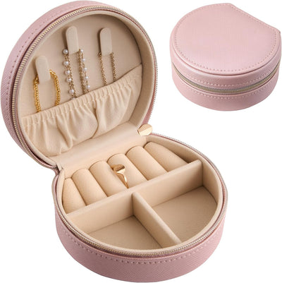 Medium Portable Seashell-Shaped Jewelry Organizer, 2-Layer Travel Jewelry Box in PU Leather for Women - Black