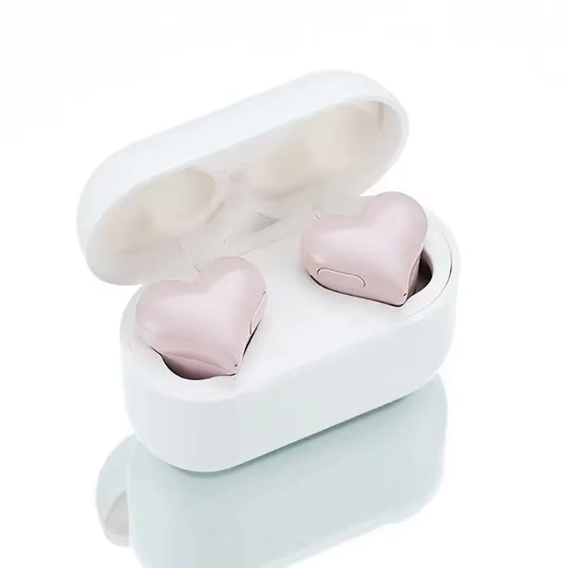 Bluetooth Wireless Heart-Shaped Earphones for Women - High-Quality Sport Music Earbuds, Perfect Gift for Girls