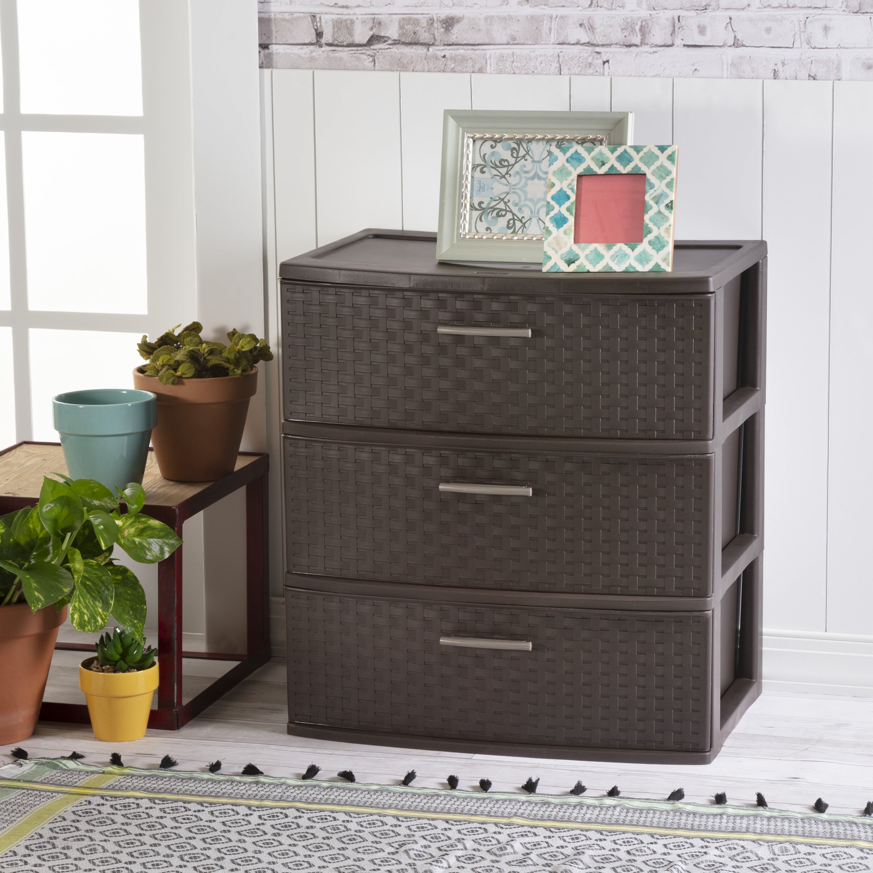 3 Drawer Wide Weave Tower Espresso