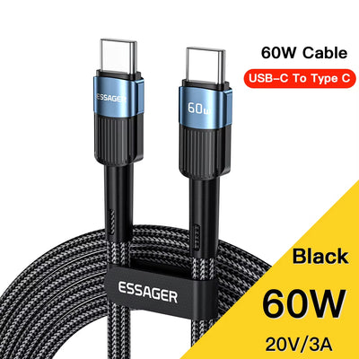 100W USB Type-C to USB-C Fast Charging Cable, 3M Length, Compatible with MacBook, Samsung, and Xiaomi
