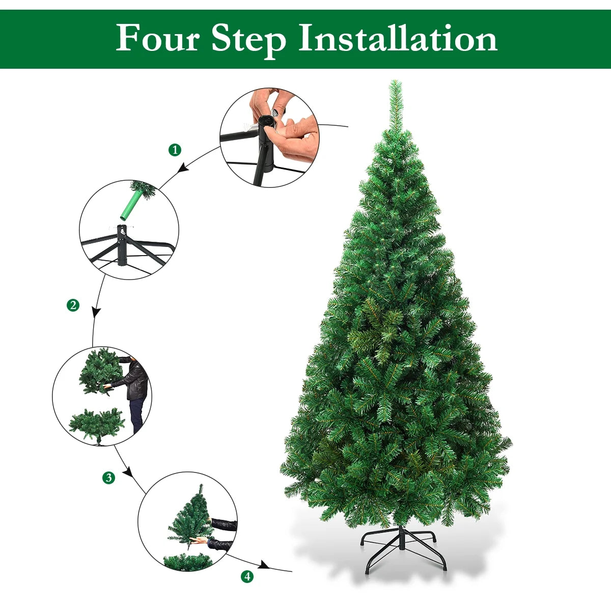 5-Foot Artificial PVC Christmas Tree for Indoor and Outdoor Use - Green