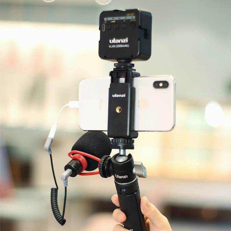 U-Vlog Lite Extendable Tripod with Dual Cold Shoe and Ball Head for Smartphones and DSLR Cameras (Sony, Canon, Nikon)