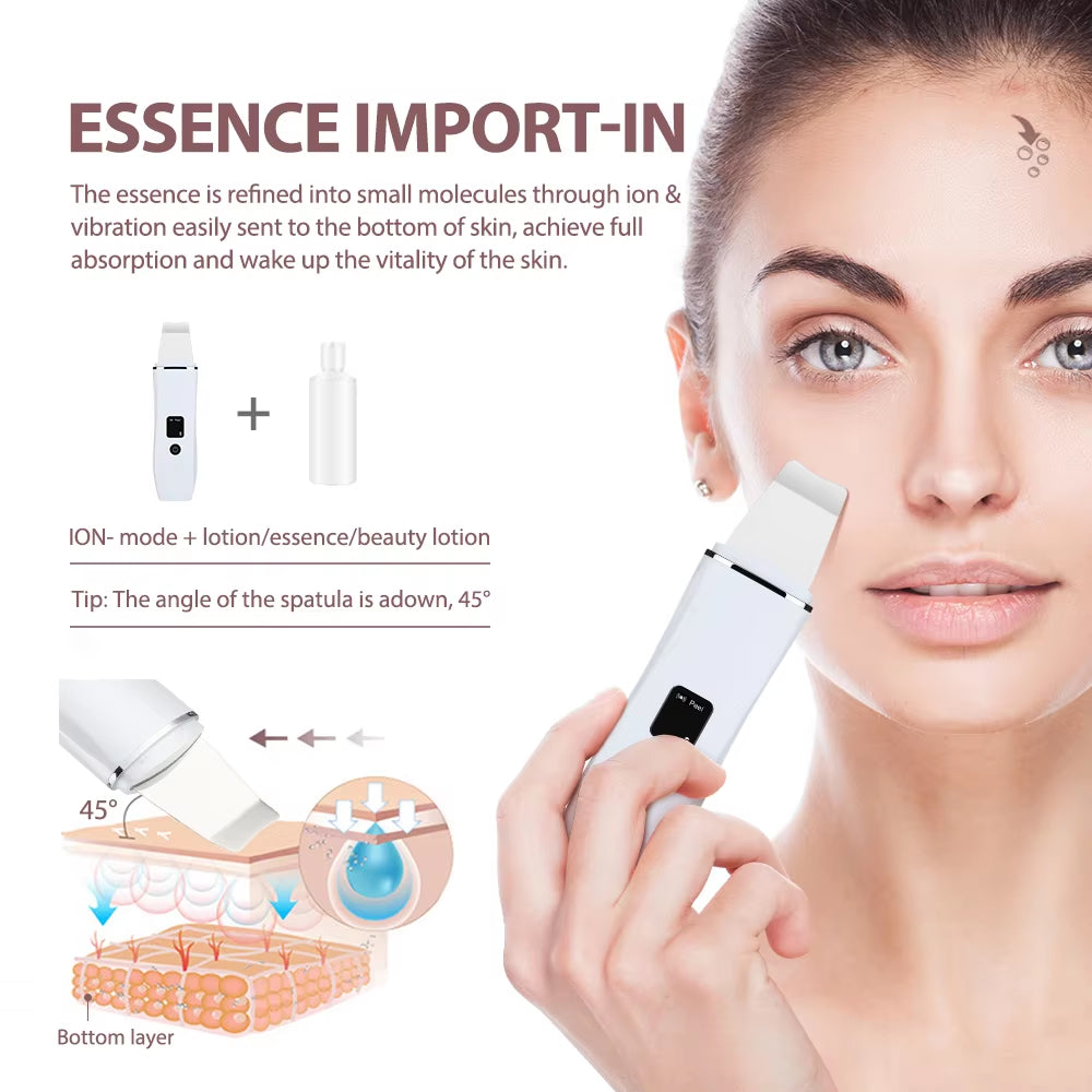 Ultrasonic Skin Scrubber and Blackhead Remover with 4 Modes for Deep Cleansing and Facial Lifting