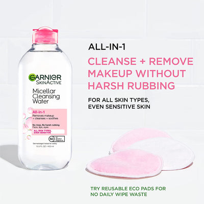 Micellar Water Hydrating Facial Cleanser and Makeup Remover for Sensitive Skin, Vegan and Cruelty-Free, 13.5 Fl Oz (400 mL) - CommunityRateLLC
