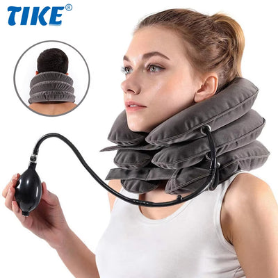 Cervical Neck Traction Device for Alleviating Chronic Neck and Shoulder Pain - Inflatable Neck Stretcher Collar for Home Use