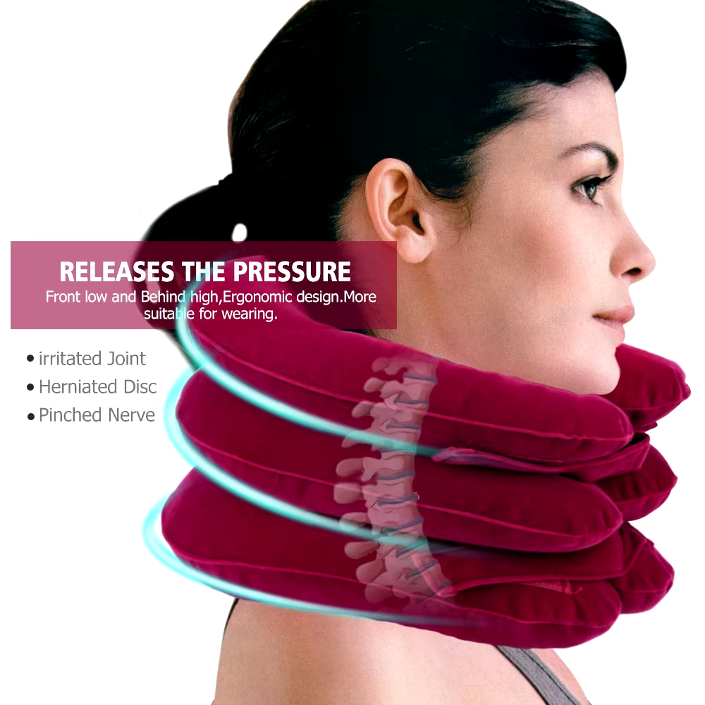 Cervical Neck Traction Device for Alleviating Chronic Neck and Shoulder Pain - Inflatable Neck Stretcher Collar for Home Use