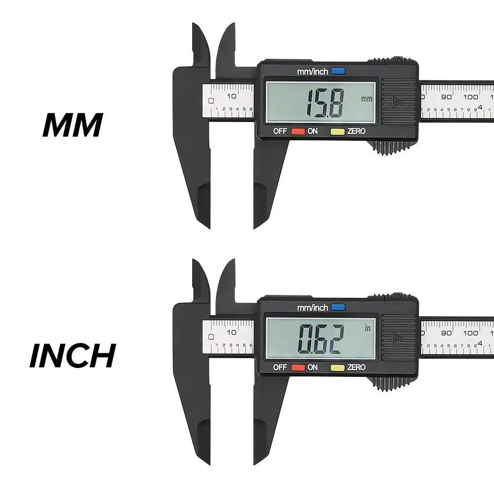 150mm x 100mm Electronic Digital Caliper with Carbon Fiber Dial - Precision Vernier Gauge and Measuring Tool