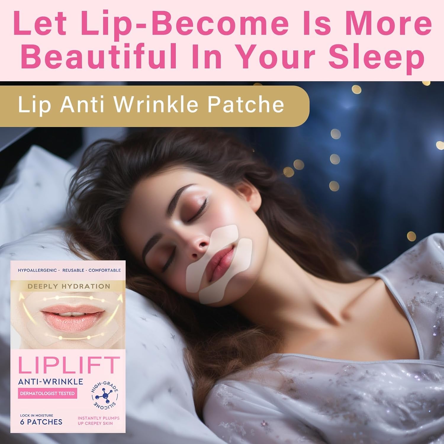 Lip Lift anti Wrinkle Patches, Lip Mask to Smooth Smile Lines, Silicone Sticker for Fine Lines & around Mouth Area, Fast Acting Collagen Pad