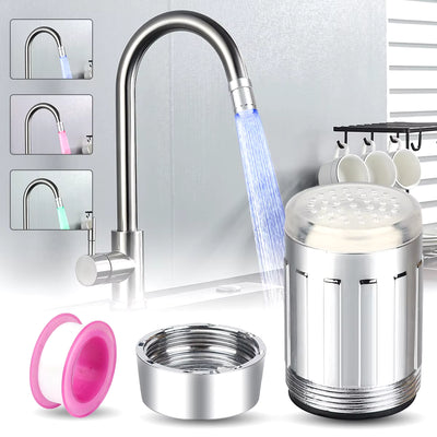 Color-Changing LED Temperature-Sensitive Faucet Aerator - Water-Saving Kitchen & Bathroom Tap Nozzle
