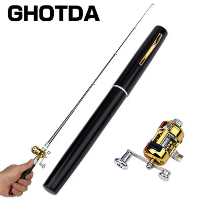 Compact Telescopic Mini Fishing Rod with Reel - Portable Pen-Shaped Design