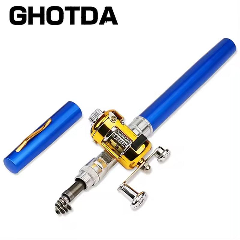 Compact Telescopic Mini Fishing Rod with Reel - Portable Pen-Shaped Design