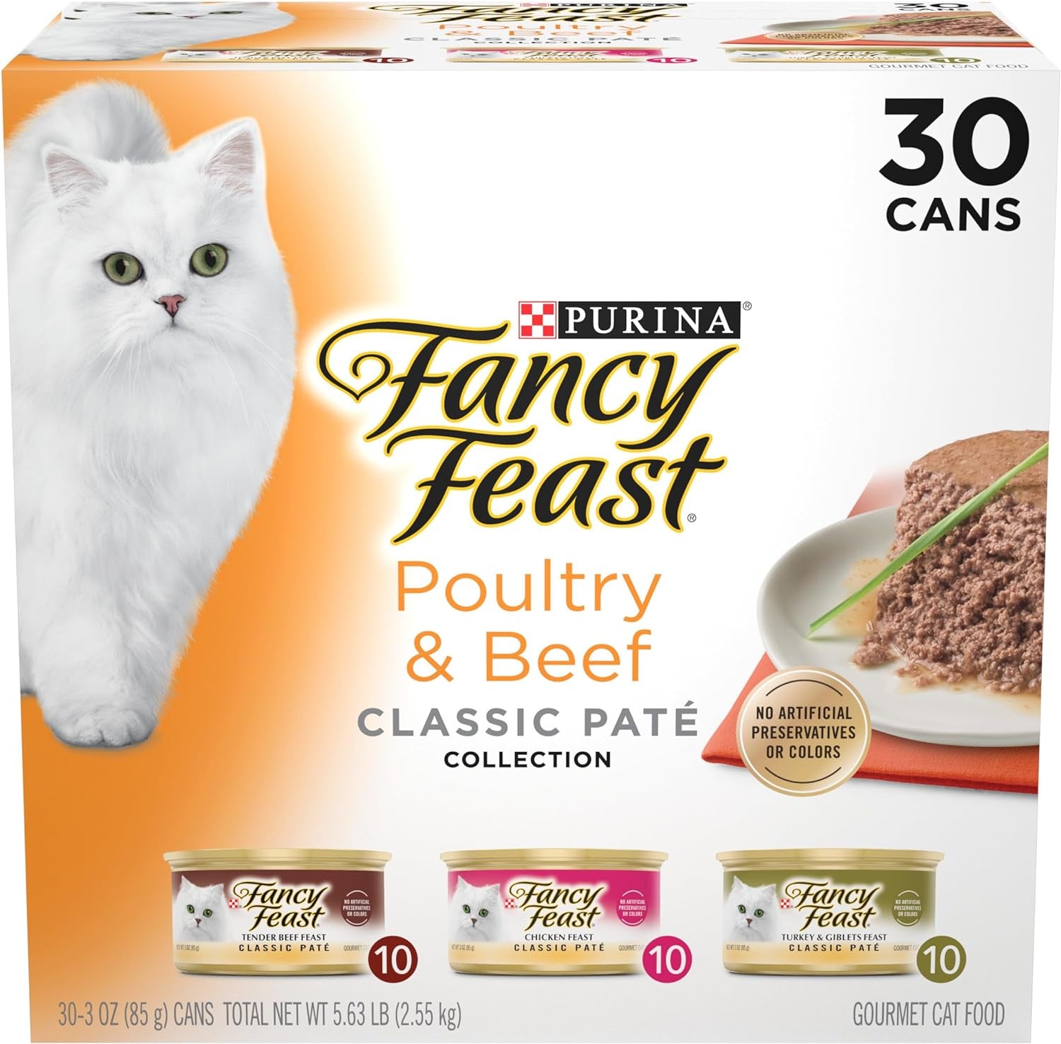 Poultry and Beef Feast Classic Pate Collection Grain Free Wet Cat Food Variety Pack - (Pack of 30) 3 Oz. Cans - CommunityRateLLC