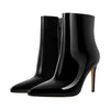 Women's Handmade Pointed Toe 10CM Thin High Heel Ankle Booties with Side Zipper in Red and Blue, Available in Extended Sizes