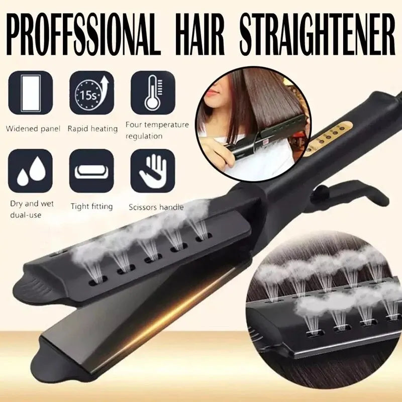Dual-Function Hair Straightener and Curler with Constant Temperature Control and Four Heat Settings
