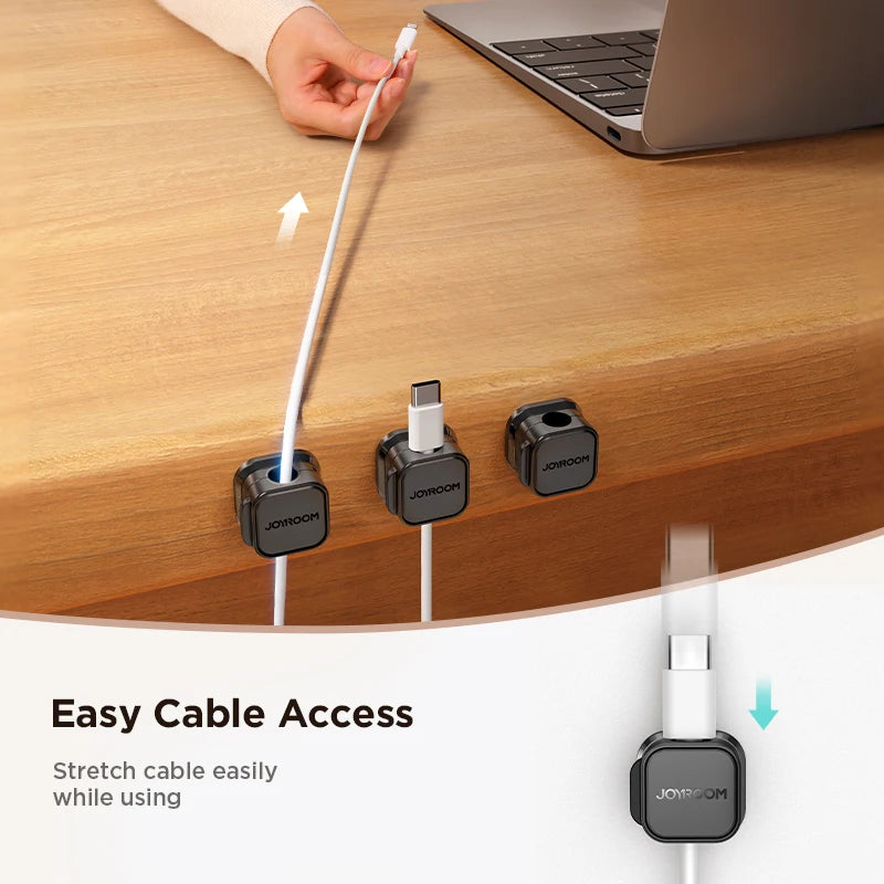 Magnetic Cable Clips - Adjustable Cord Management System for Under Desk Organization