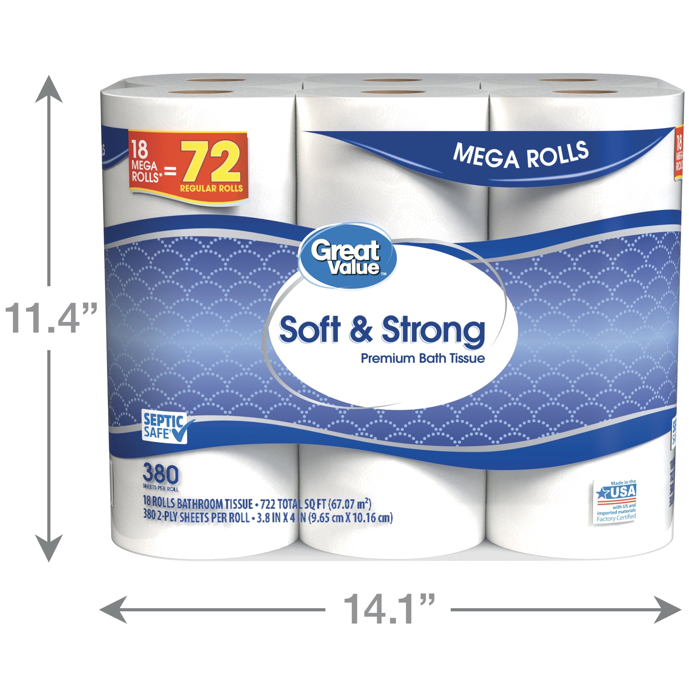 Soft & Strong Premium Toilet Paper, 18 Mega Rolls - CommunityRateLLC