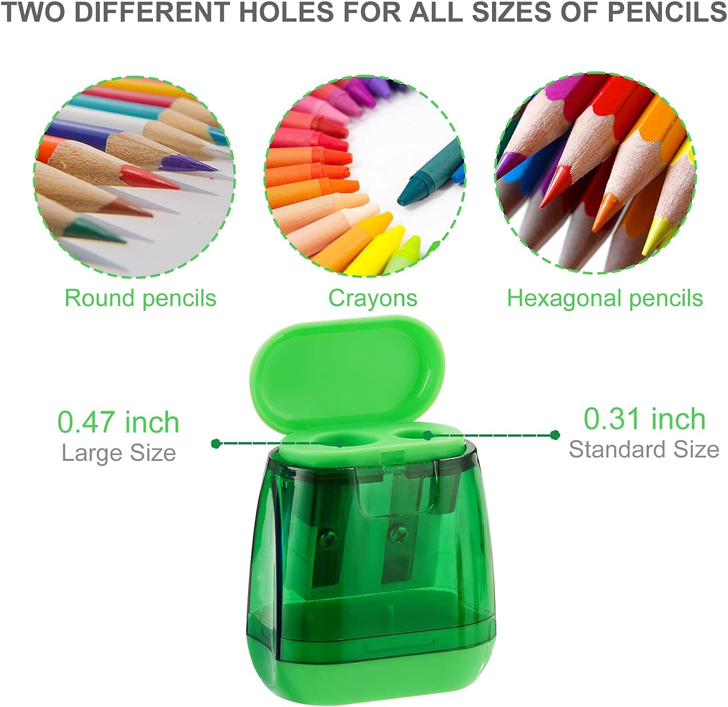 Set of 4  Manual Dual-Hole Compact Handheld Pencil Sharpeners for Kids and Adults - Ideal for School, Home, and Office Use - CommunityRateLLC