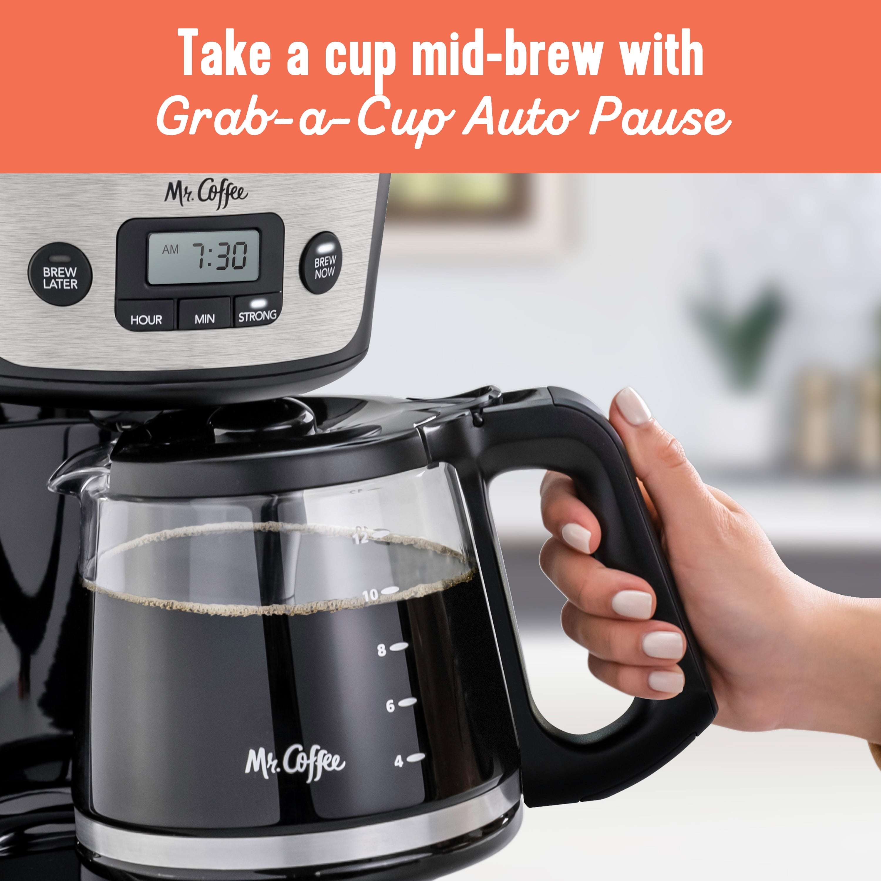 12-Cup Programmable Coffee Maker with Strong Brew and Stainless Steel Finish