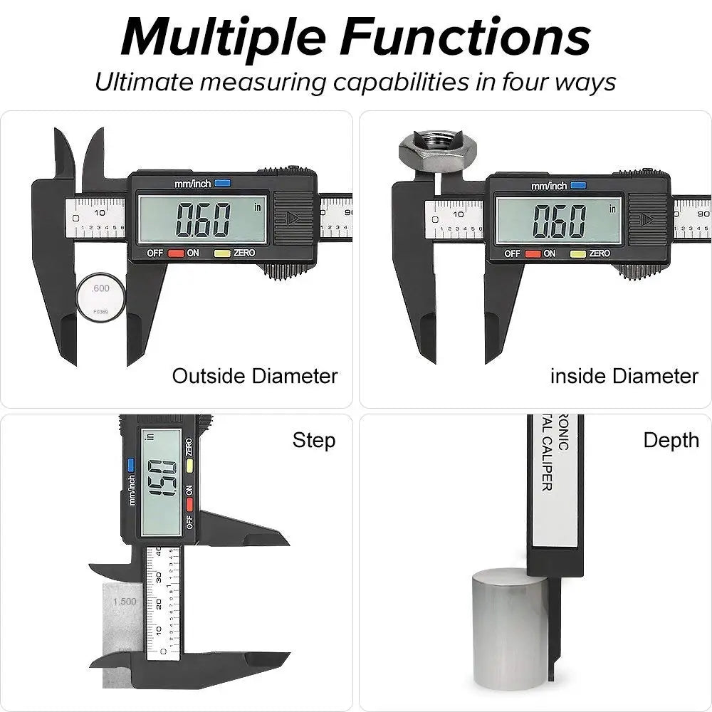 150mm x 100mm Electronic Digital Caliper with Carbon Fiber Dial - Precision Vernier Gauge and Measuring Tool