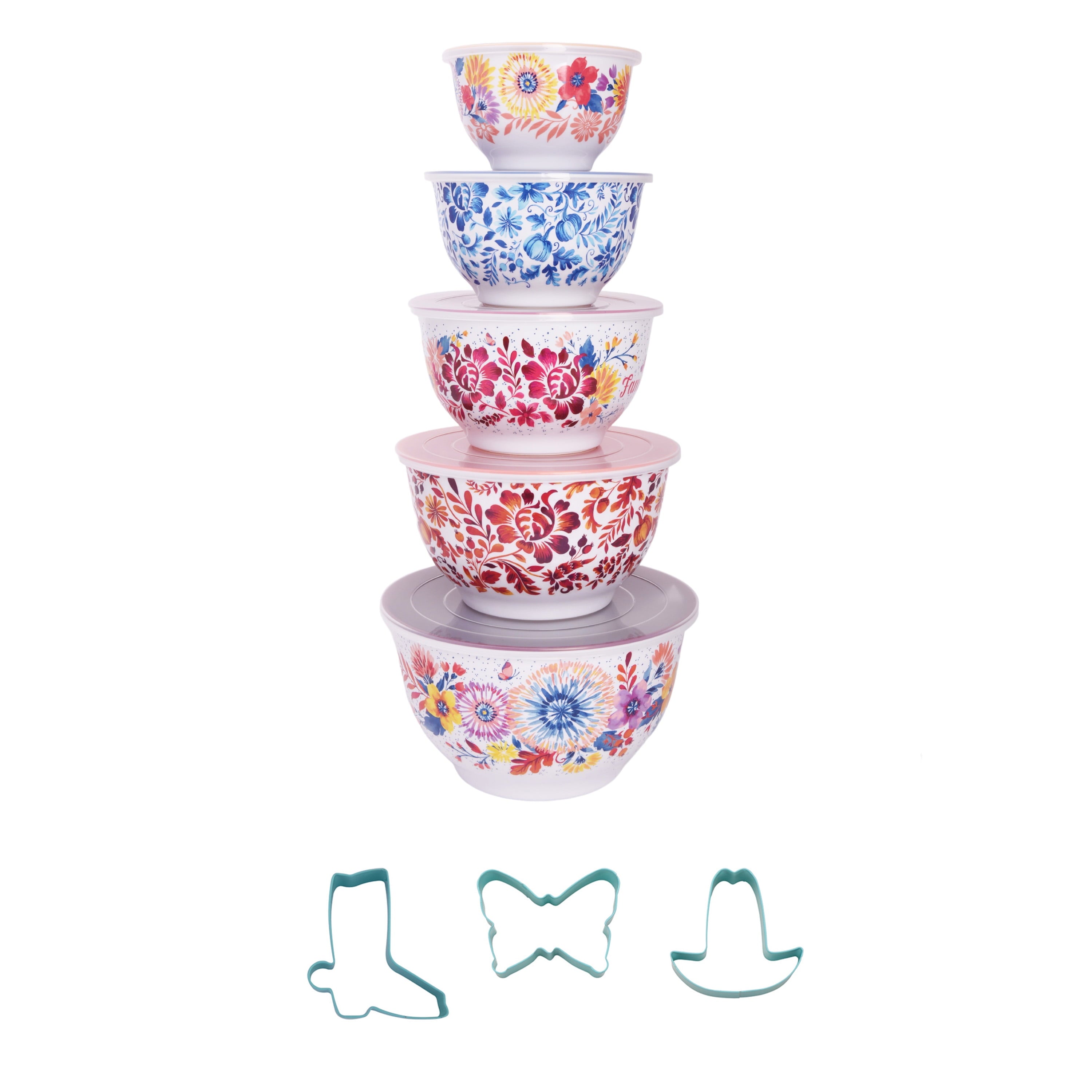 Melamine Mixing Bowls & Cookie Cutter Set, 13 Pieces - CommunityRateLLC