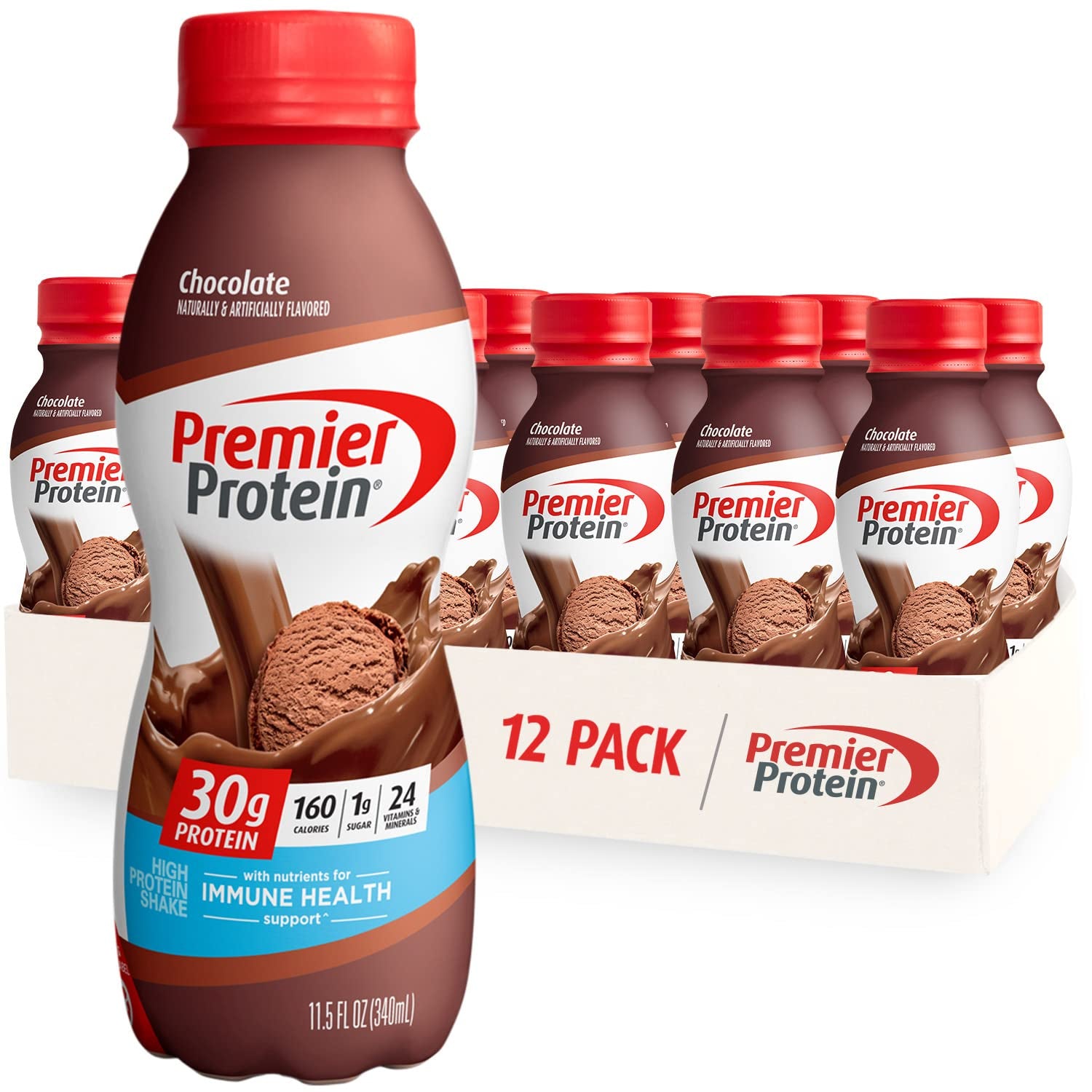 Shake, Chocolate, 30G Protein 1G Sugar 24 Vitamins Minerals Nutrients 11.5 Fl Oz (Pack of 12) - CommunityRateLLC