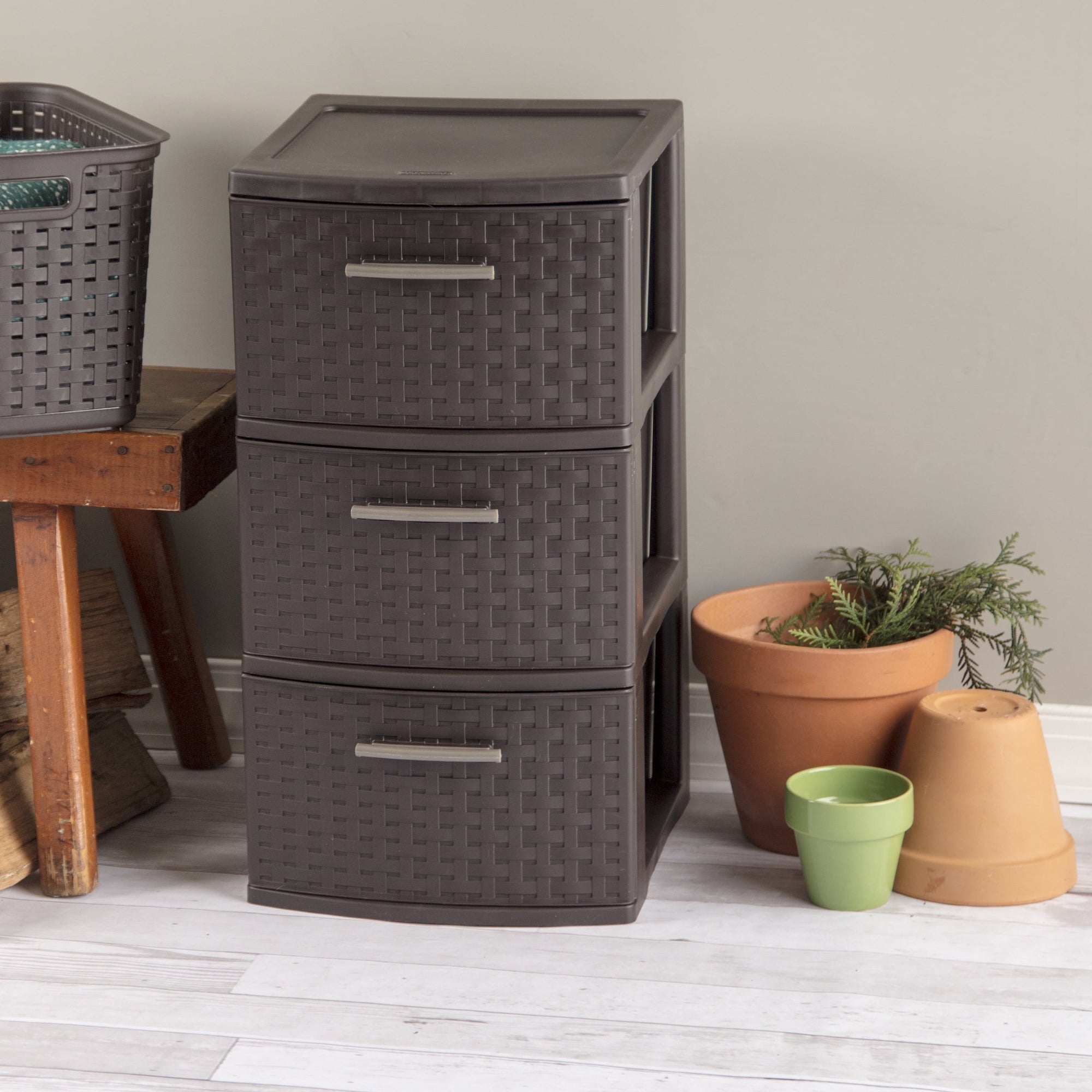 3-Drawer Weave Tower, Espresso - CommunityRateLLC