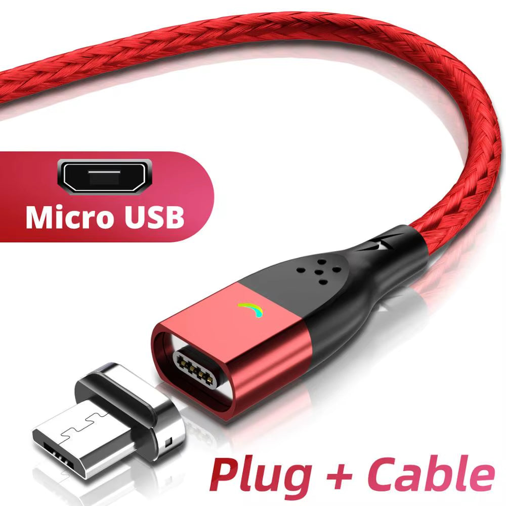 3A USB Magnetic Phone Charger and Data Cable - Fast Charging Type C and Micro USB Magnetic Charging Wire